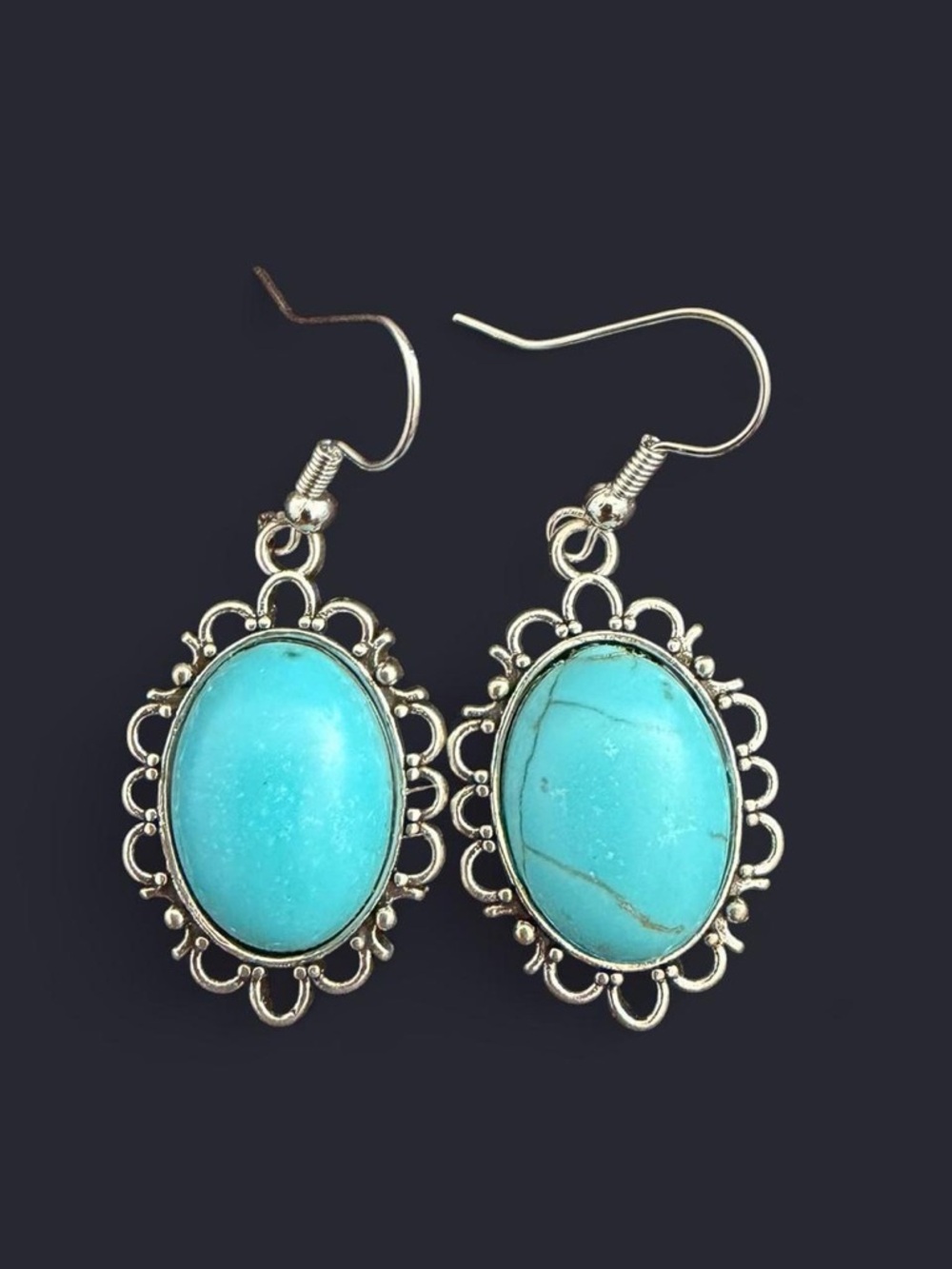 Handmade Artisan Turquoise & Silver Filigree Earrings